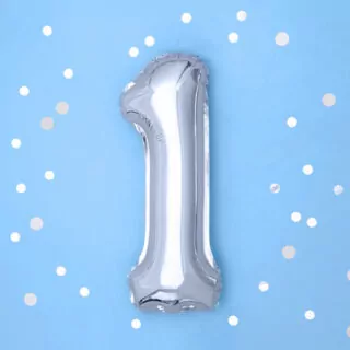 Foliecijfers 1 - Zilver 35 cm