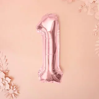 Folieballon Cijfer 1 (35 cm) - Rosé Goud