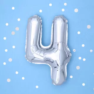 Foliecijfers 4 - Zilver 35 cm