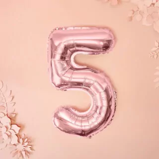 Folieballon Cijfer 5 (35 cm) - Rosé Goud