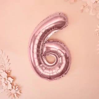 Folieballon Cijfer 6 (35 cm) - Rosé Goud