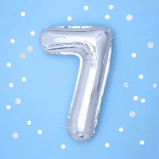 Foliecijfers 7 - Zilver 35 cm