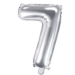 Zilveren folieballon cijfer 7