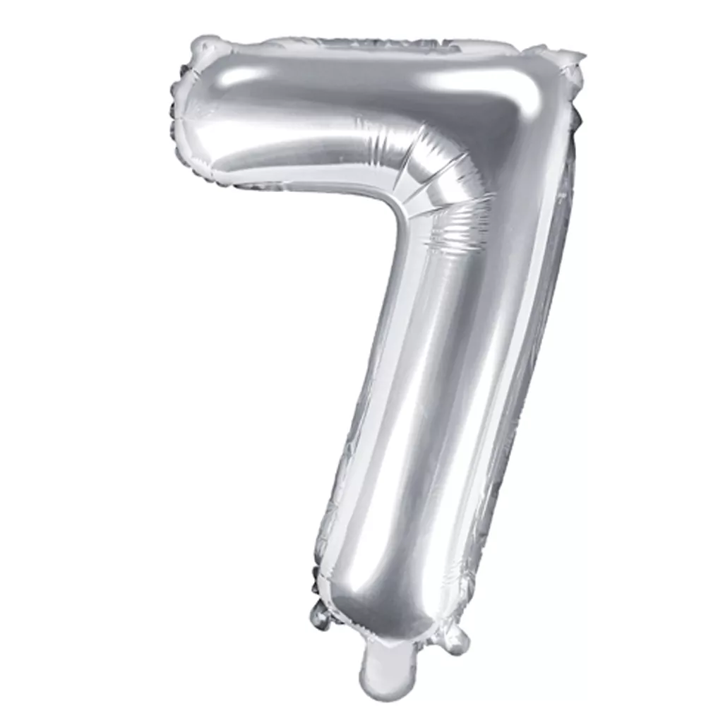 Zilveren folieballon cijfer 7