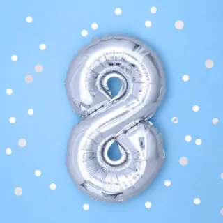 Foliecijfers 8 - Zilver 35 cm