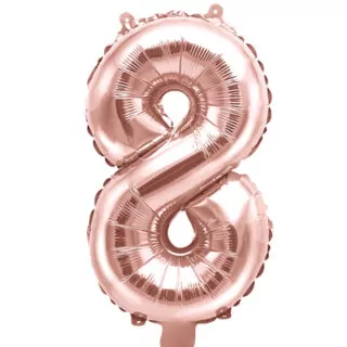 Folieballon Cijfer 8 (35 cm) - Rosé Goud