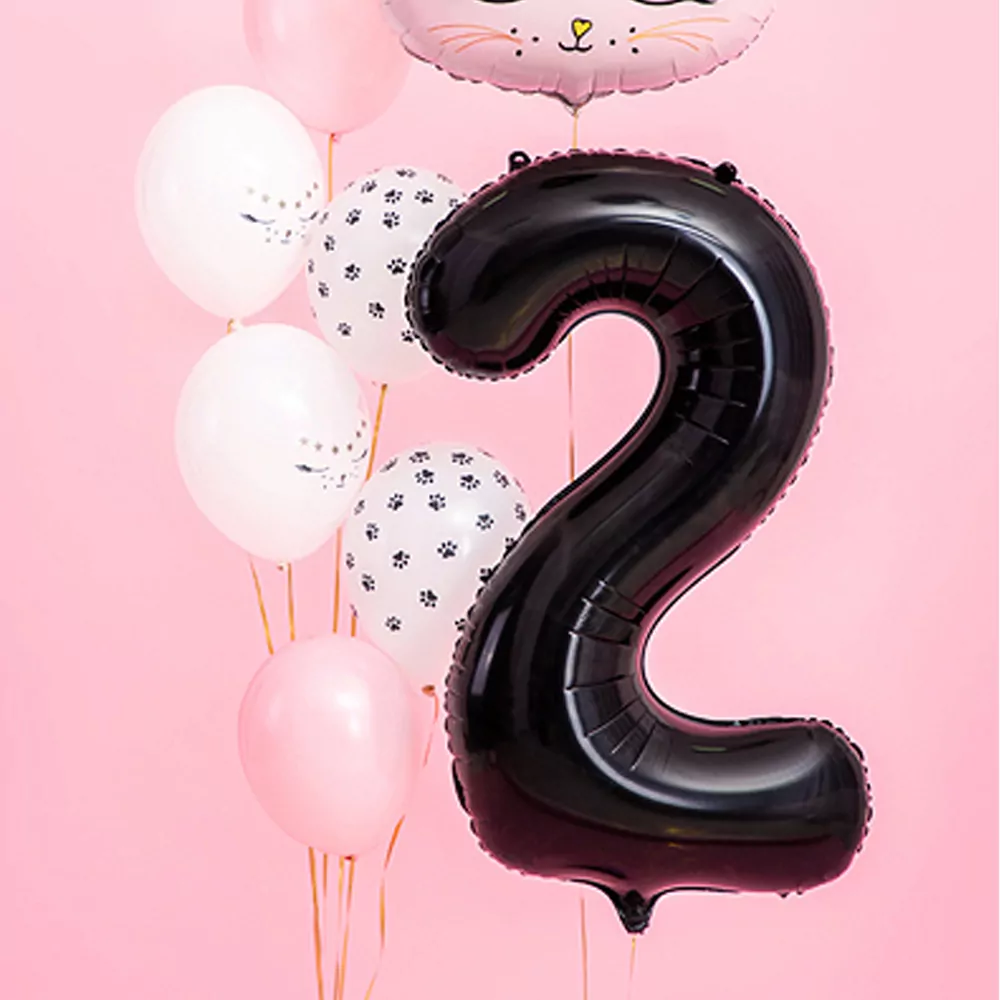 Folieballon Cijfer 2 (86 cm) - Zwart