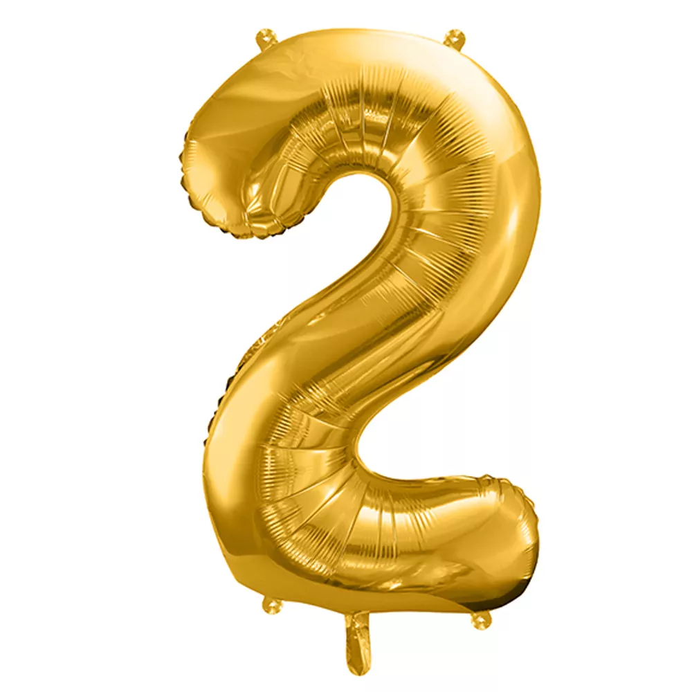 Folieballon Cijfer 2 (86 cm) - Goud