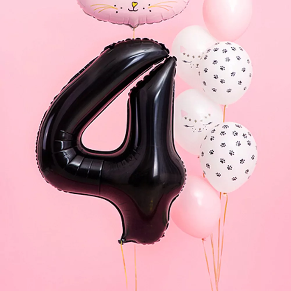 Folieballon Cijfer 4 (86 cm) - Zwart