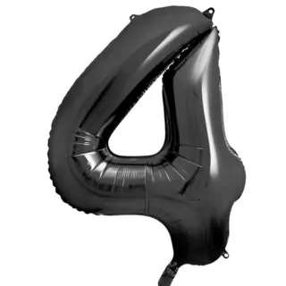 Folieballon Cijfer 4 (86 cm) - Zwart