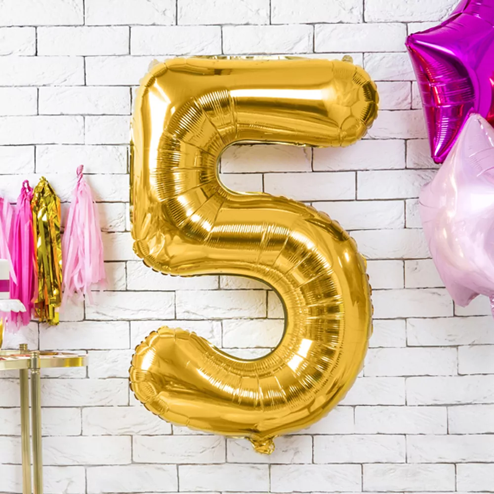 Foliecijfers 5 - Goud 86 cm
