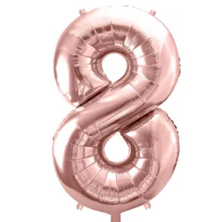 Folieballon Cijfer 8 (86 cm) - Rosé Goud