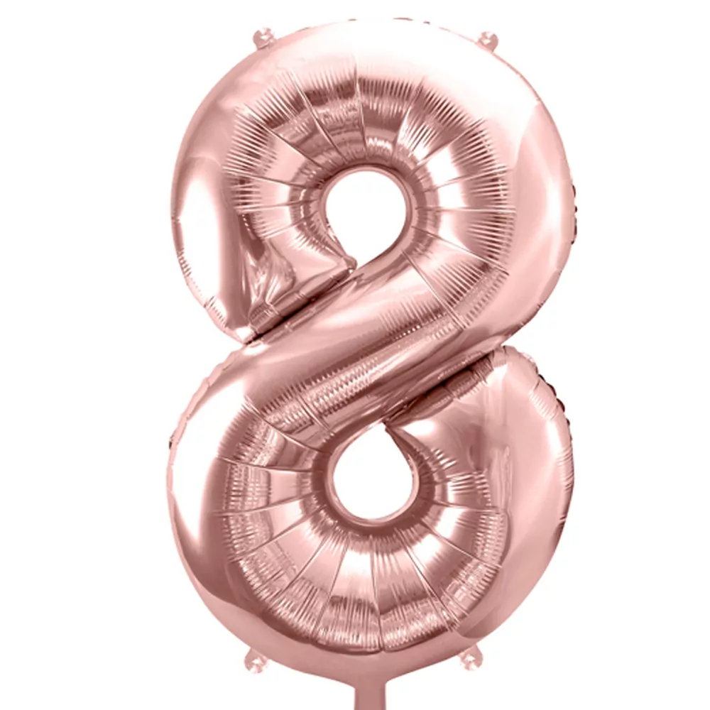 Folieballon Cijfer 8 (86 cm) - Rosé Goud