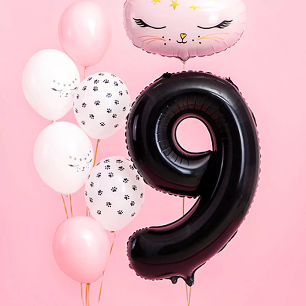 Folieballon Cijfer 9 (86 cm) - Zwart