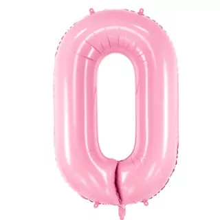 Folieballon Cijfer 0 (86 cm) - Lichtroze
