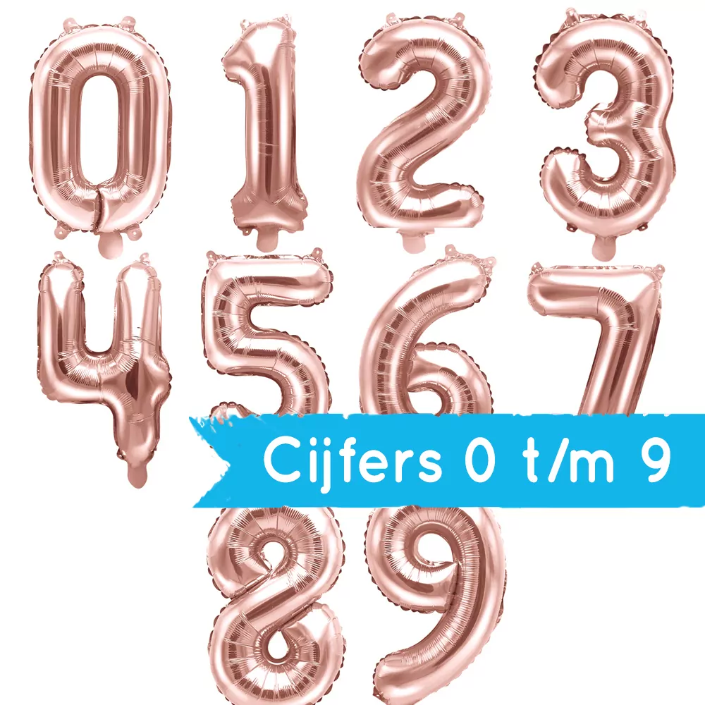 Folieballon Cijfer 6 (35 cm) - Rosé Goud