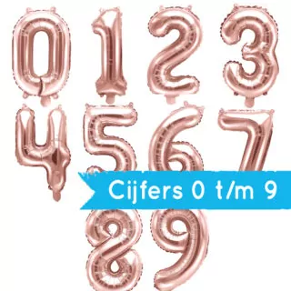 Folieballon Cijfer 8 (35 cm) - Rosé Goud