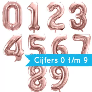 Folieballon Cijfer 0 (86 cm) - Rosé Goud