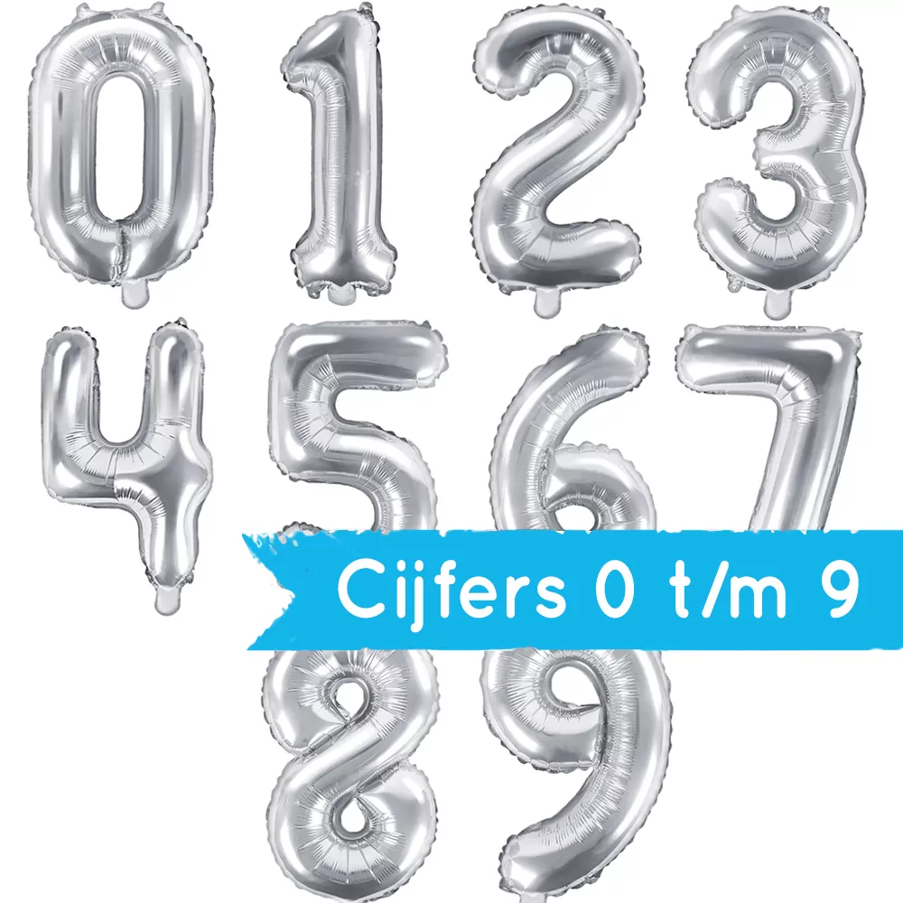 Folieballon Cijfer 3 (35 cm) - Zilver