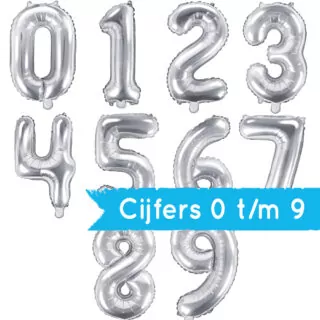 Folieballon Cijfer 6 (35 cm) - Zilver