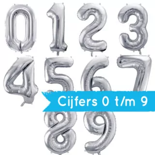 Folieballon Cijfer 0 (86 cm) - Zilver