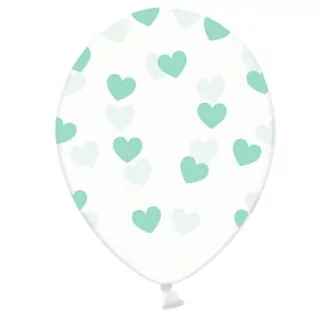 Ballonnen Transparant Mint Hartjes - 6 stuks
