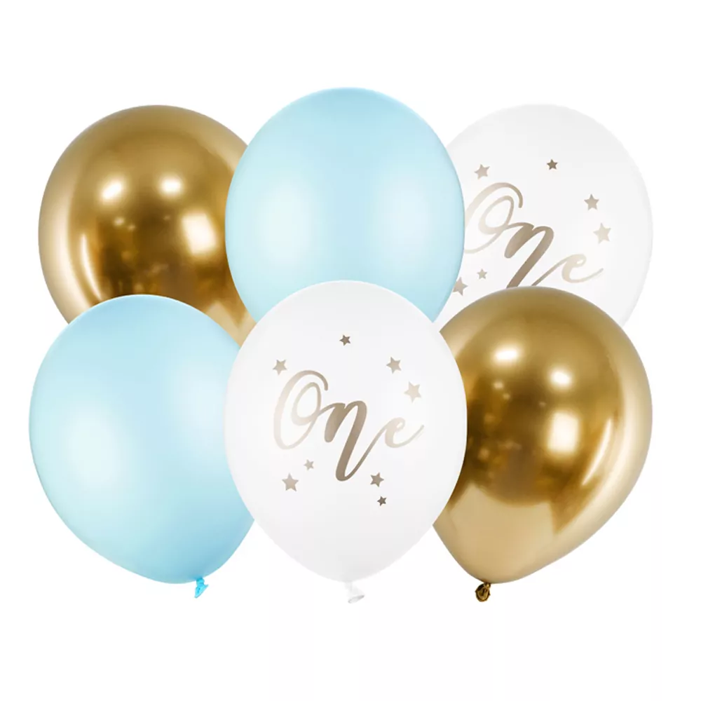 Ballonnen 'One' Blauw Goud - 10 stuks