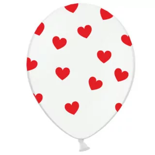 Ballonnen Hartjes Wit Rood - 6 stuks