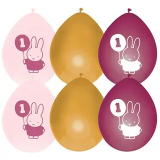 Ballonnen Nijntje Meisje Roze Goud - 6 stuks