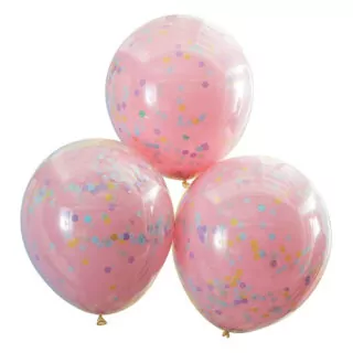 Confetti Ballonnen Dubbellaags Pastel XL - 3 stuks