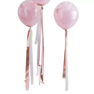 Ballon Staart Streamer Rosé Goud Roze