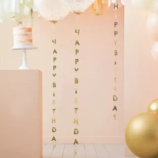 Ballon Staart Happy Birthday Goud - 5 stuks