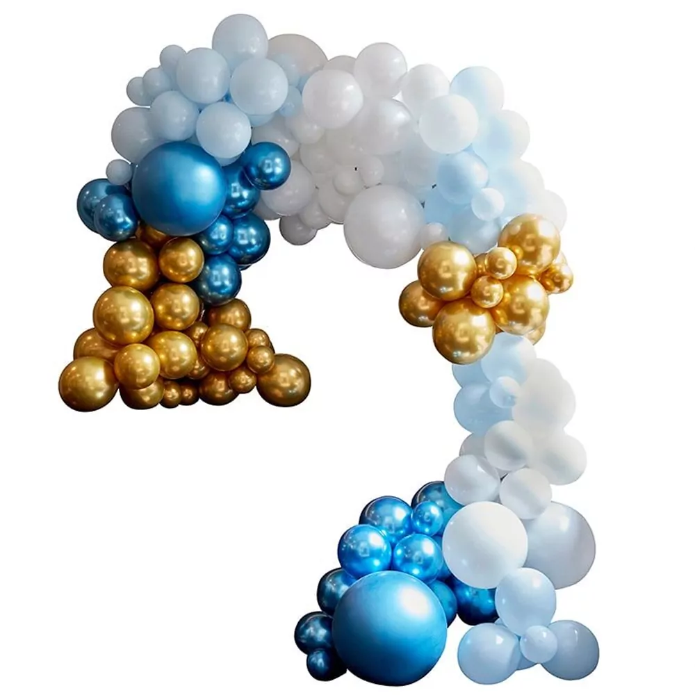 Ballonnenversiering Blauw & Goud XL - 200 stuks