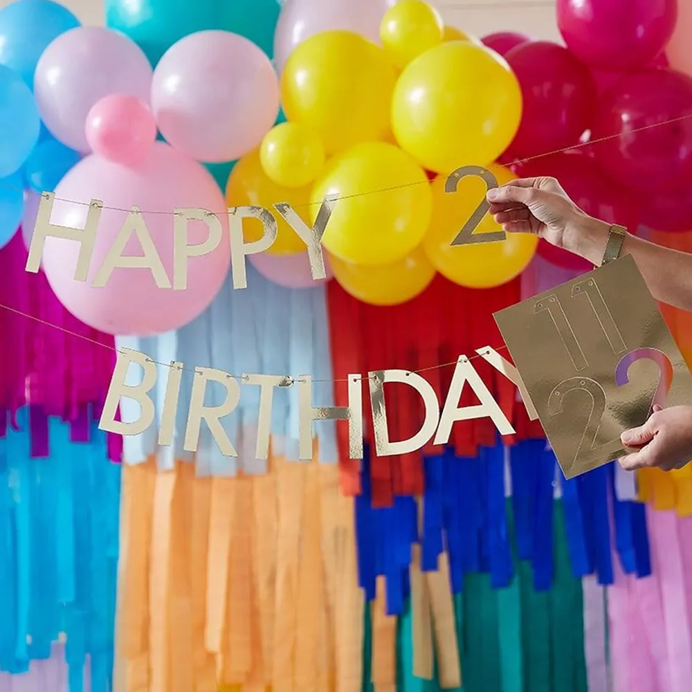 Slinger Happy Birthday Customizable Goud - 1.5 Meter