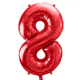 Folieballon cijfer 8 in de kleur rood