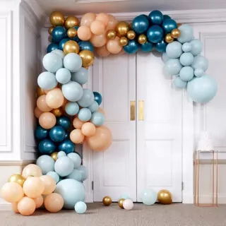 Ballonnenversiering Mint, Perzik & Goud XL - 200 stuks