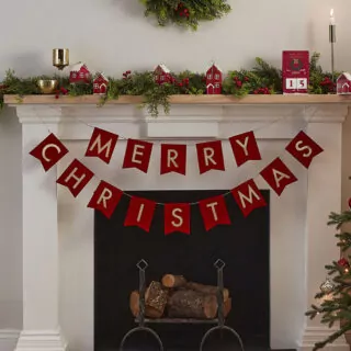 Letterbanner 'Merry Christmas' Rood Velvet - 2 meter
