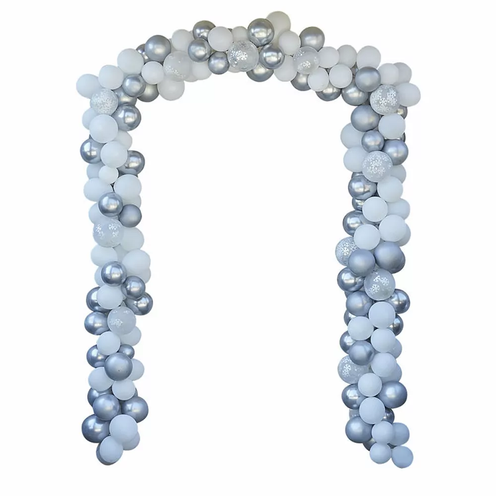 Ballonnenboog Deur Kit - Wit/Zilver/Sneeuwvlokken