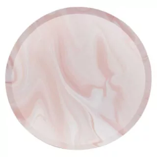 Papieren bordjes met roze marmer look