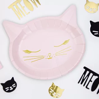 goud en roze katten bordjes