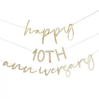 Tekst banner met de tekst Happy 10th Anniversary