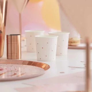 roze Shotbekers met rosé Goud Stippen