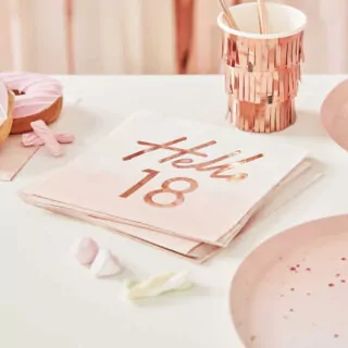 Roze Servetten met de tekst Hello 18