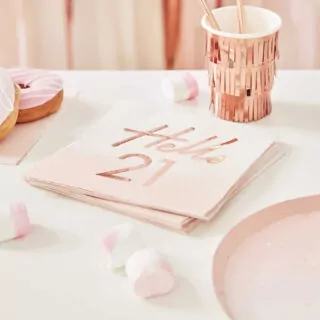 Roze Servetten met de tekst Hello 21