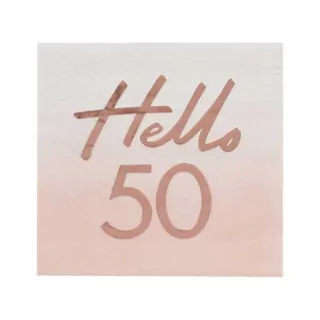Roze Servetten met de tekst Hello 50