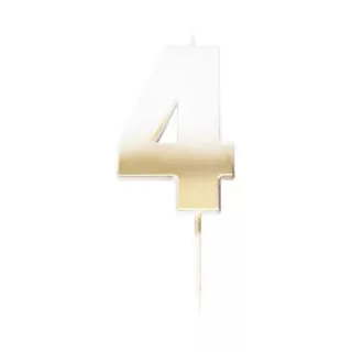 Gouden Taart Kaars met Cijfer 4