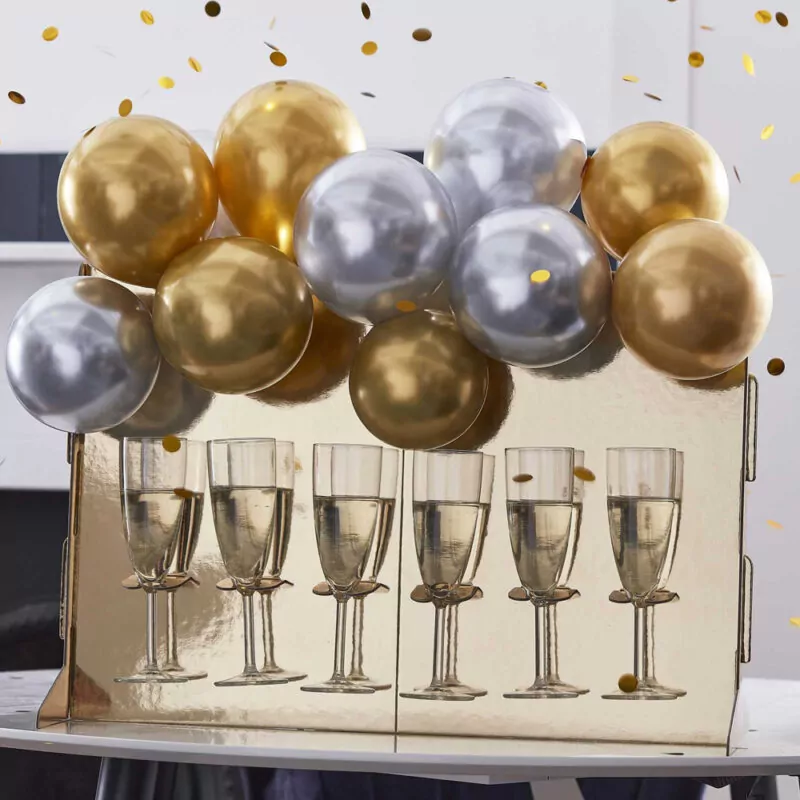 Gouden Drankjes Standaard met gouden en zilveren Ballonnen