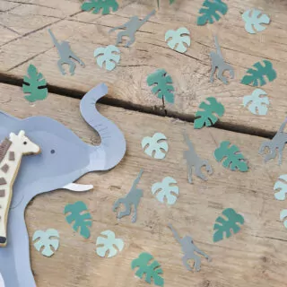 tafel confetti met jungle thema