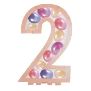 rose goudkleurig ballonstandaard in de vorm van een 2
