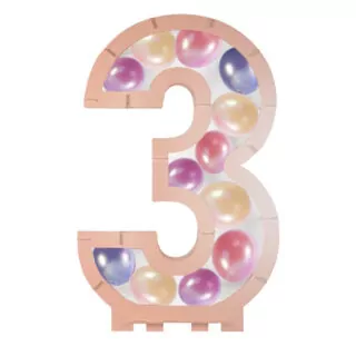 rose goudkleurig ballonstandaard in de vorm van een 3